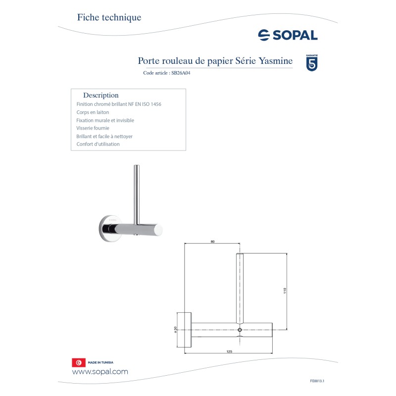 Porte rouleau de papier Yasmine