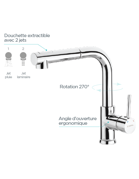 Mitigeur Evier Extractible Bizerte