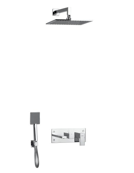 MITIGEUR DE BAIN-DOUCHE ENCASTRÉ 3 SORTIES AVEC RAIN SHOWER MURAL EL JEM