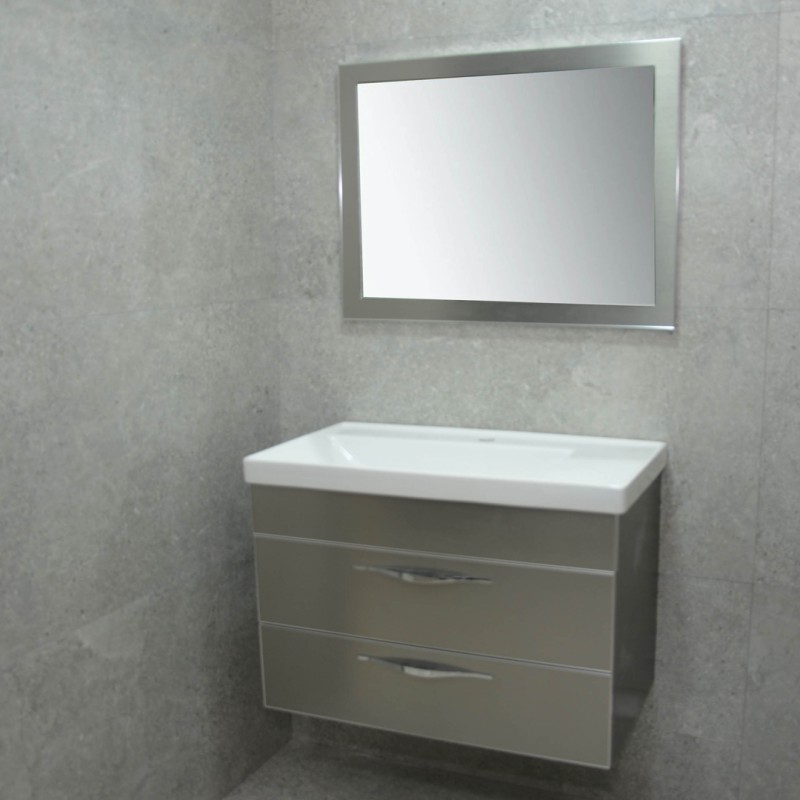 Meuble QUATTRO high gloss inox 80 cm