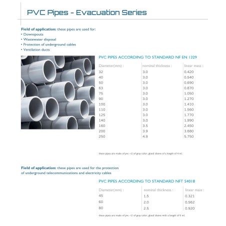 Tube PVC Evacuation