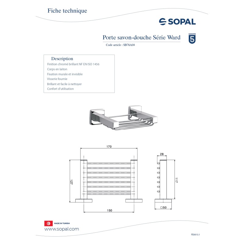 Porte savon de douche Ward