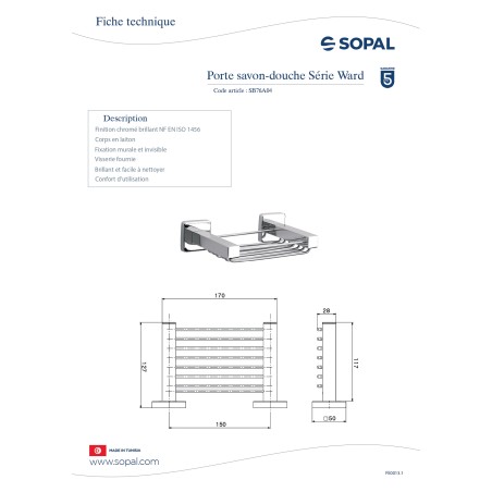 Porte savon de douche Ward