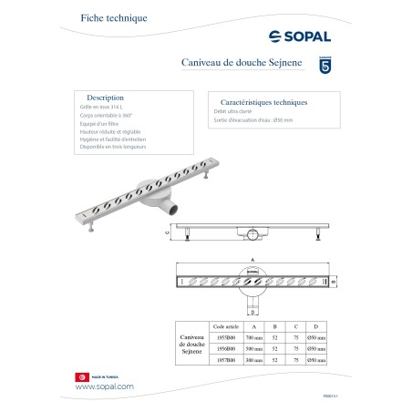 Caniveau de douche Sejnene – SOPAL