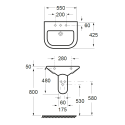 Lavabo emeraude suspendu  +  semi colonne