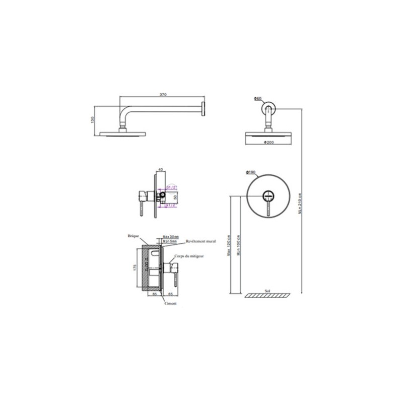Mitigeur douche encastré Bizerte