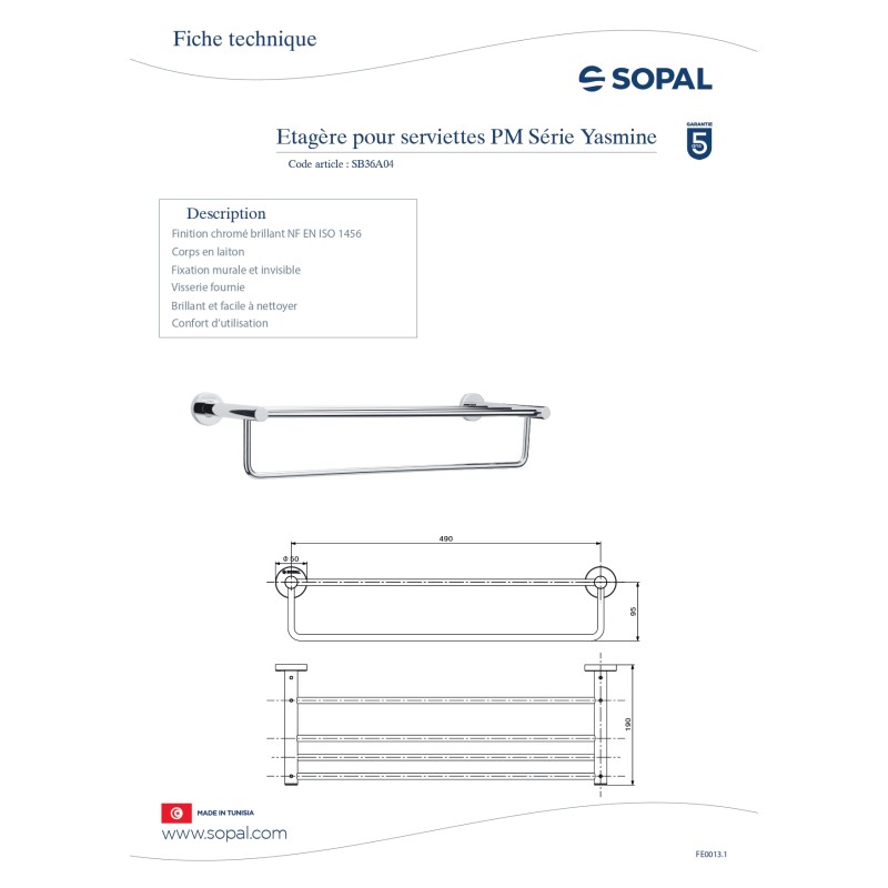 Etagère pour serviettes PM Yasmine