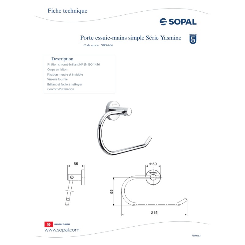 Porte essuie main simple Yasmine