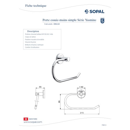 Porte essuie main simple Yasmine